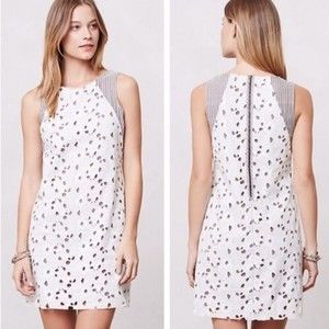 ANTHROPOLOGIE San & Soni Fleur Eyelet and Stripes Sleeveless Shift Mini Dress